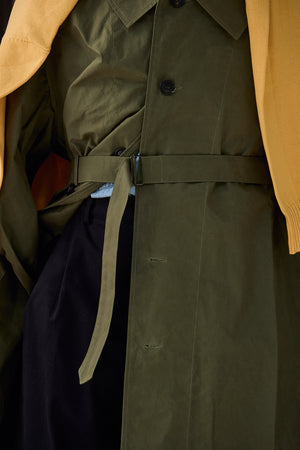 Waxed Cotton-Canvas Belted Trench Coat