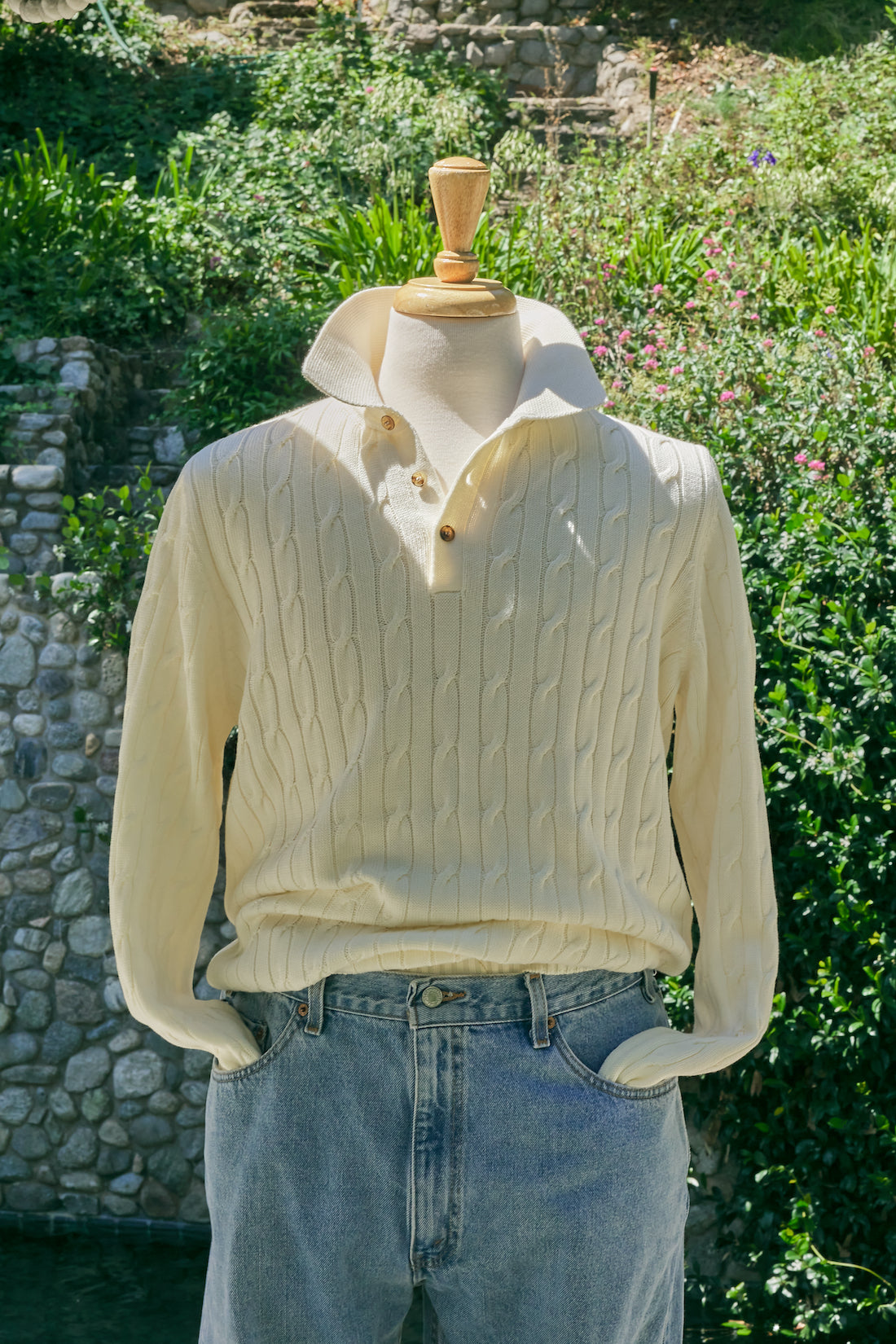 Cotton Cable Knitted  Polo