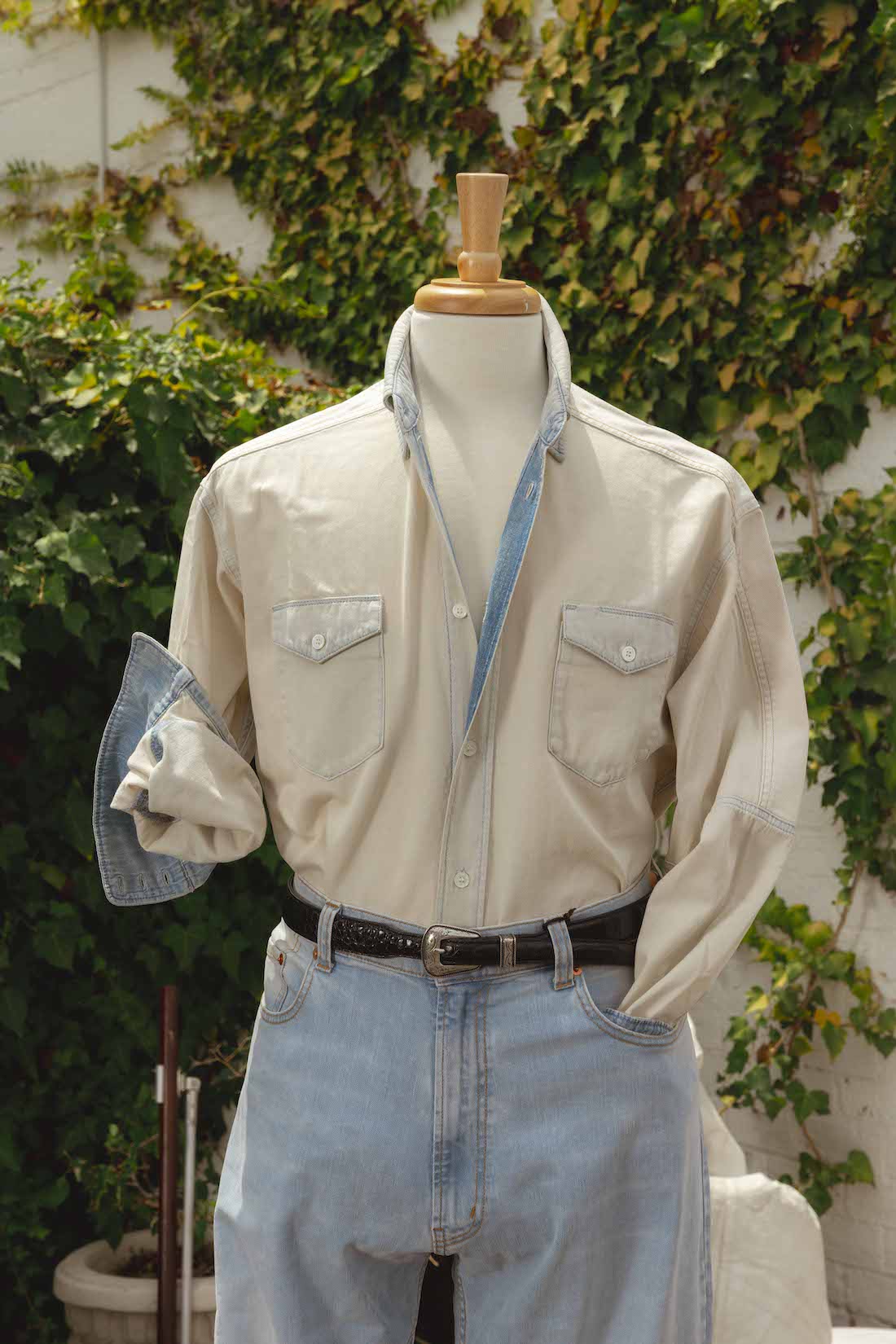Mid-Wash Denim Cotton Shirt