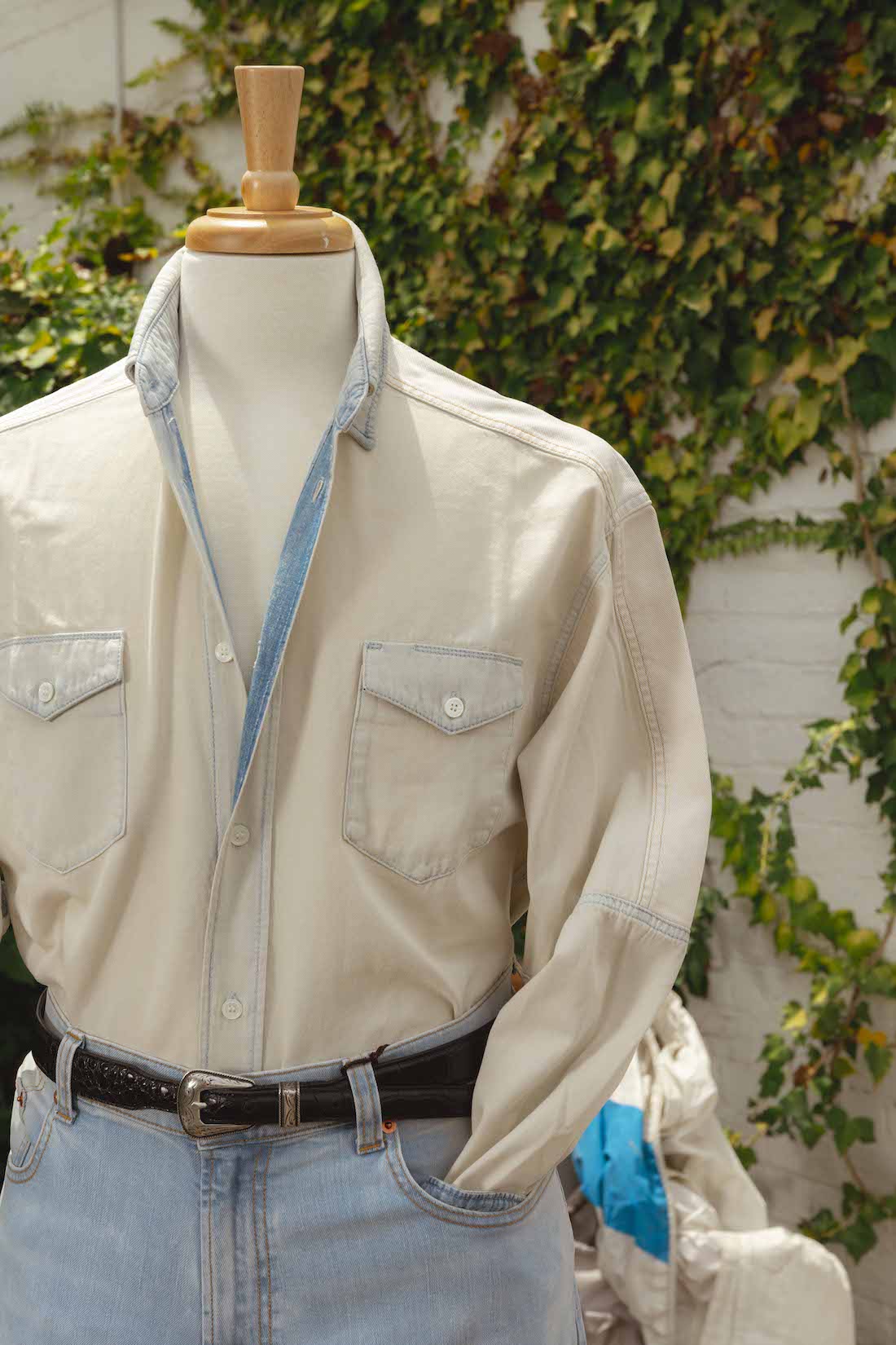 Mid-Wash Denim Cotton Shirt