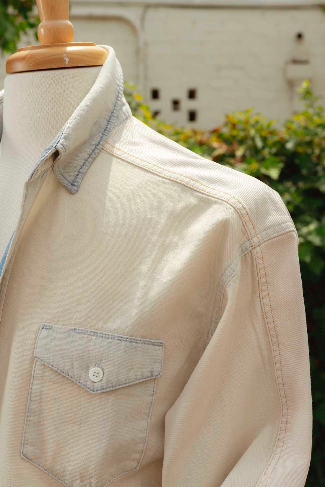 Mid-Wash Denim Cotton Shirt