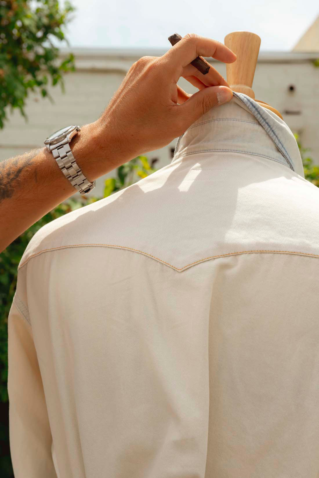 Mid-Wash Denim Cotton Shirt