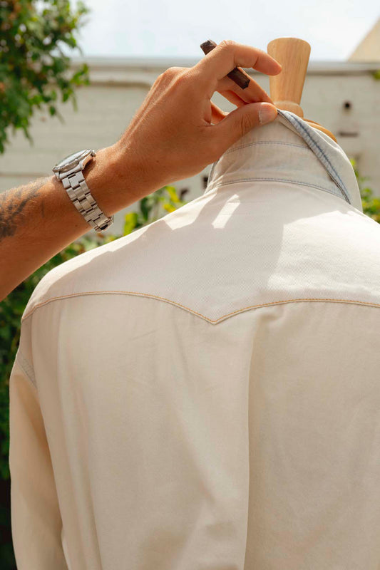 Mid-Wash Denim Cotton Shirt