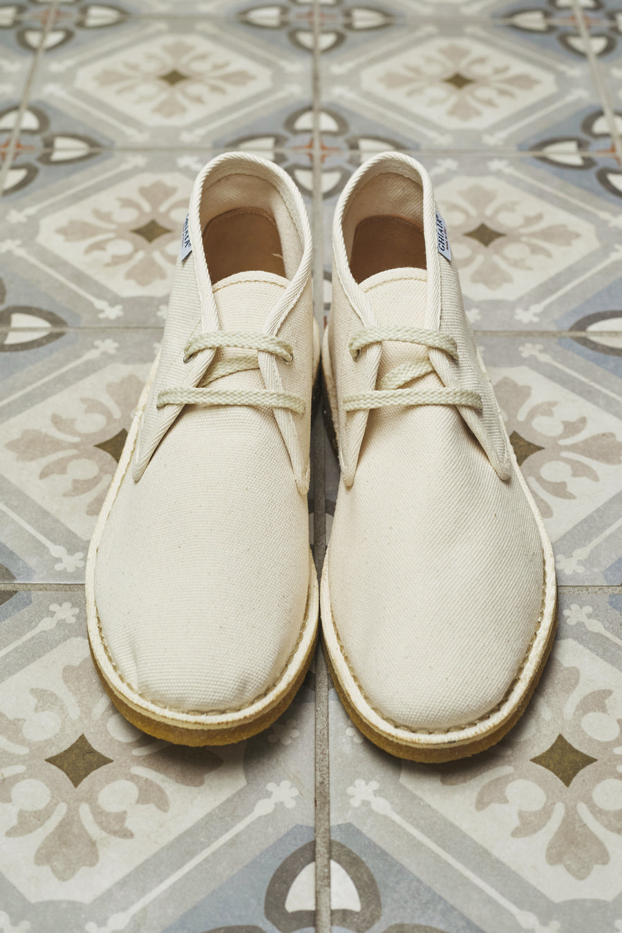 Deconstructed Cotton Canvas Desert Boots