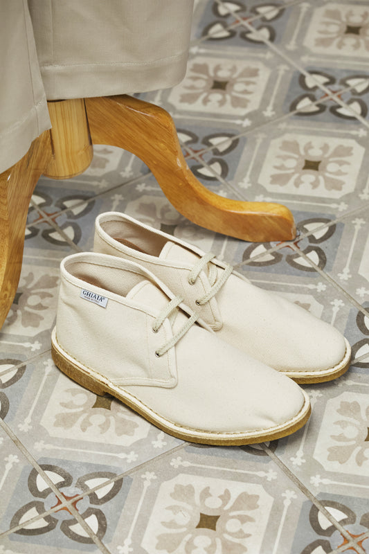 Deconstructed Cotton Canvas Desert Boots