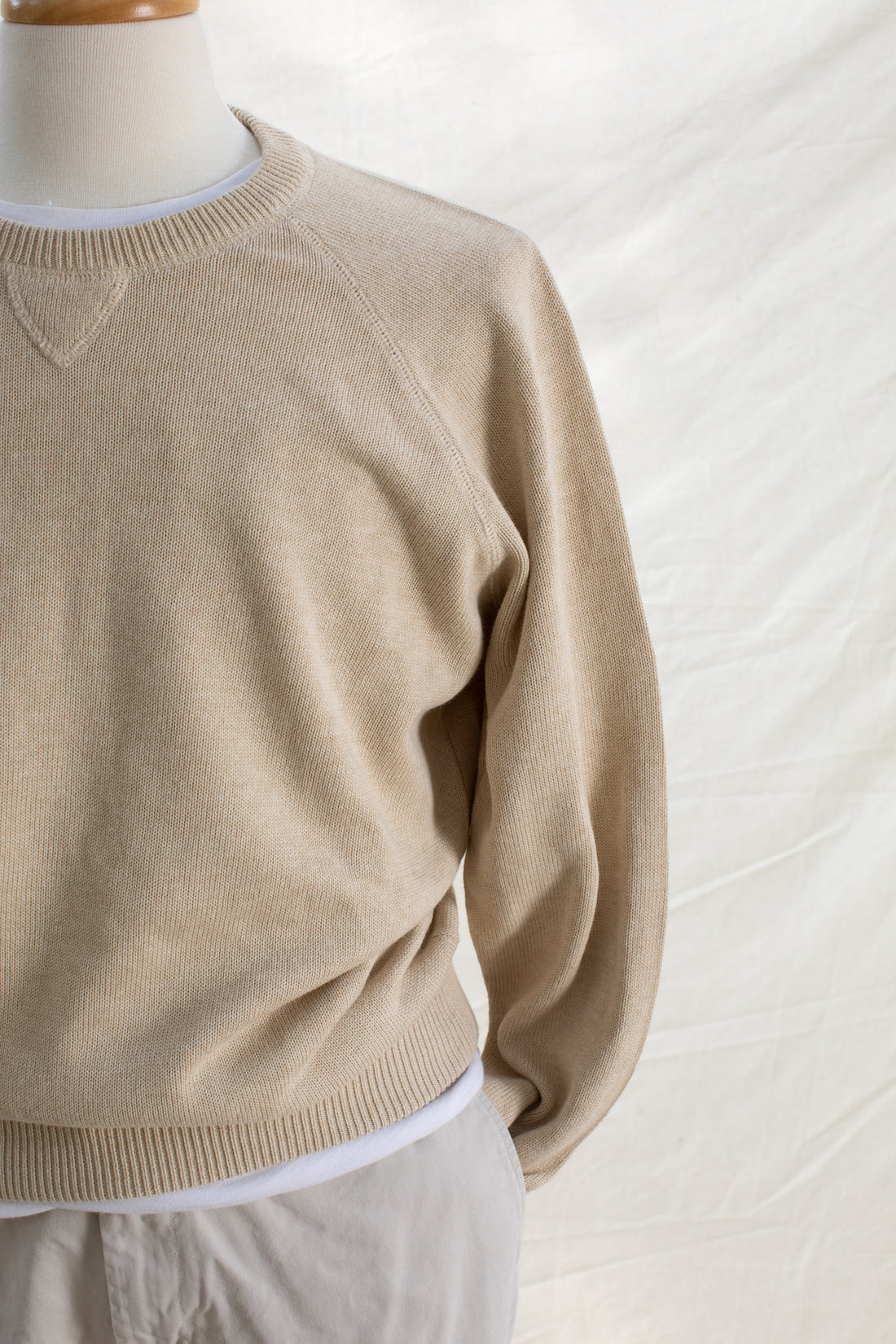 Cotton Raglan Crewneck – Ghiaia Cashmere